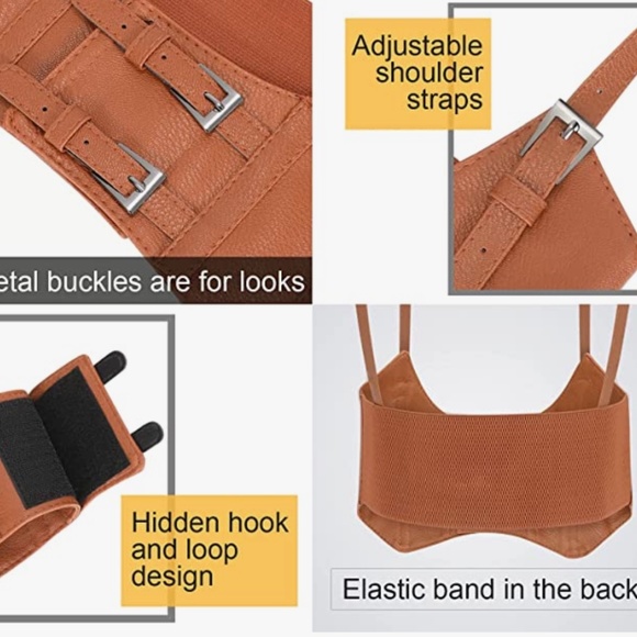Women Fashion Faux Leather Waist Belt Steampunk Underbust Corset for Halloween D main image 4